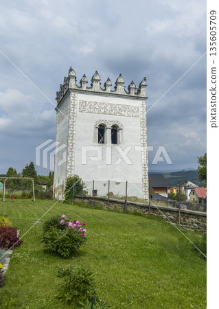 Renaissance belfry in Spisska Bela, Slovakia on a summer day Renaissance belfry in Spisska Bela, Slovakia on a summer day 135605709