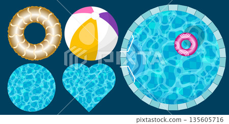 Realistic swimming pool bottom with blue water waves texture. Summer aqua surface with caustics ripples. Spa pool top view vector background. Illustration of surface ripple water Realistic swimming pool bottom with blue water waves texture. Summer aqua surface with caustics ripples. Spa pool top view vector background. Illustration of surface ripple water 135605716