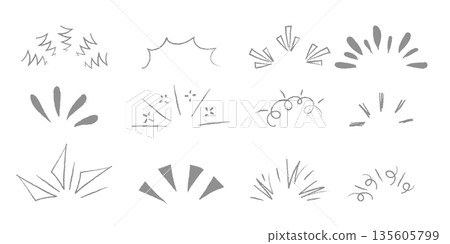 Doodle shine sunburst sparkle ray elements. Hand drawn pop surprise line frame for title headline illustration. Doodle vector illustration Doodle shine sunburst sparkle ray elements. Hand drawn pop surprise line frame for title headline illustration. Doodle vector illustration 135605799