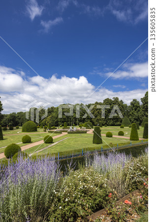 Curbigny Chateau garden displaying French formal landscape design 135605835
