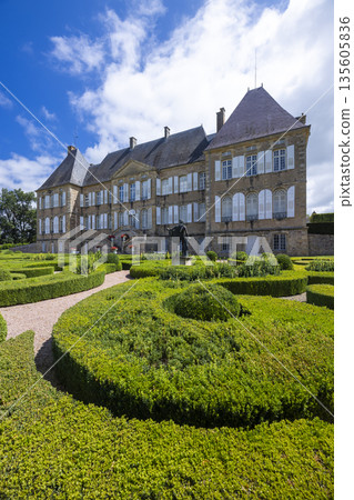 Chateau de Dree with formal French gardens in Curbigny, France Chateau de Dree with formal French gardens in Curbigny, France 135605836