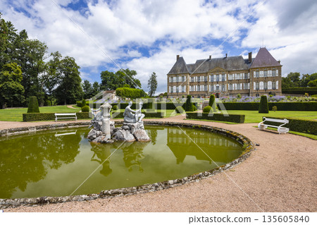 Chateau de Dracy Saint Loup and formal garden with fountain 135605840