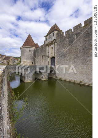 Chateau de Posanges castle, moat, and bridge Chateau de Posanges castle, moat, and bridge 135606185