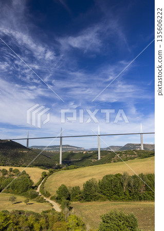 Millau Viaduct spanning Tarn valley in Aveyron Millau Viaduct spanning Tarn valley in Aveyron 135606222