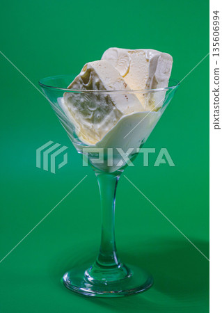 Vanilla Ice Cream In Martini Glass 135606994
