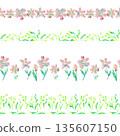 Watercolor Floral Borders Set Seamless Pink 135607150