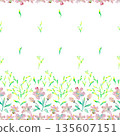 Watercolor Floral Border Seamless Pattern Pink 135607151