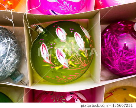 New Year's glass toys. 135607231