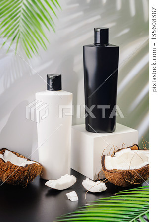 Shampoo and fresh organic coconut 135608387