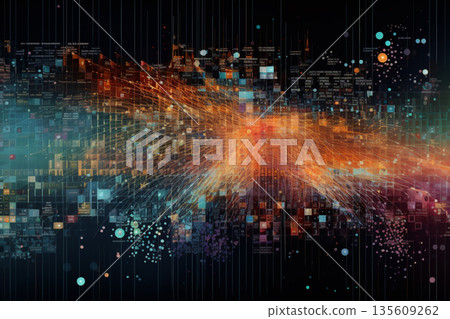 Complex data network technology web visualization illustration background 135609262