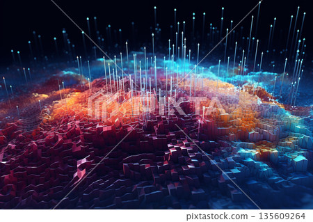 Complex data network technology web visualization illustration background Complex data network technology web visualization illustration background 135609264