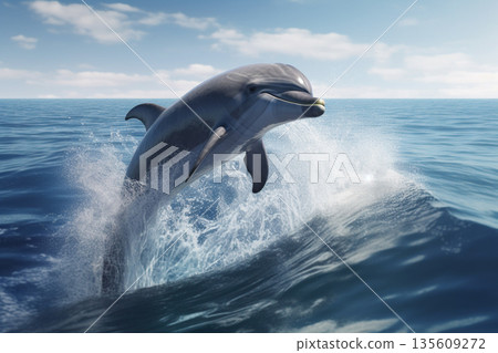 Happy dolphin jumping out of water Happy dolphin jumping out of water 135609272