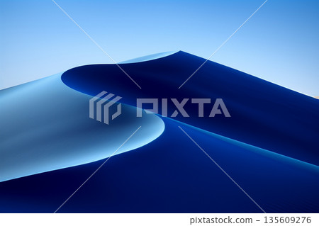 Abstract minimalist landscape of blue desert dune 135609276