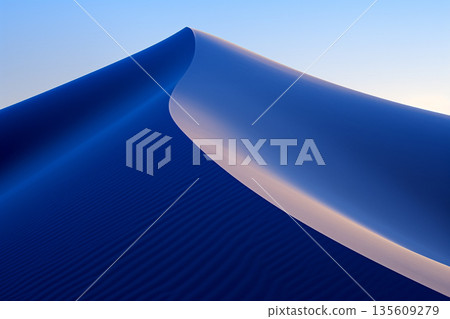 Abstract minimalist landscape of blue desert dune 135609279