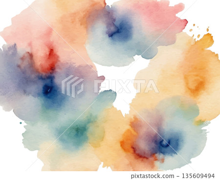 hand drawn abstract blurred colorful watercolor stain on transparent background hand drawn abstract blurred colorful watercolor stain on transparent background 135609494