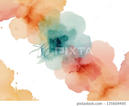 hand drawn abstract blurred colorful watercolor stain on transparent background hand drawn abstract blurred colorful watercolor stain on transparent background 135609495