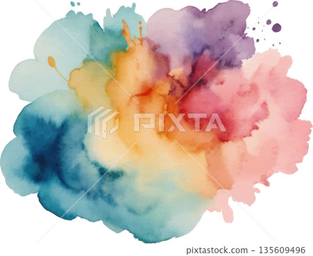 hand drawn abstract blurred colorful watercolor stain on transparent background hand drawn abstract blurred colorful watercolor stain on transparent background 135609496