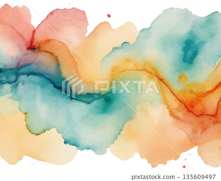hand drawn abstract blurred colorful watercolor stain on transparent background hand drawn abstract blurred colorful watercolor stain on transparent background 135609497