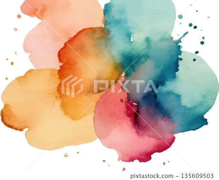 hand drawn abstract blurred colorful watercolor stain on transparent background hand drawn abstract blurred colorful watercolor stain on transparent background 135609503