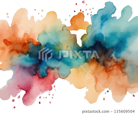hand drawn abstract blurred colorful watercolor stain on transparent background hand drawn abstract blurred colorful watercolor stain on transparent background 135609504