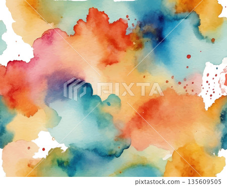 hand drawn abstract blurred colorful watercolor stain on transparent background hand drawn abstract blurred colorful watercolor stain on transparent background 135609505
