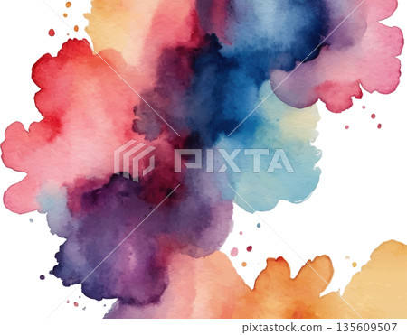hand drawn abstract blurred colorful watercolor stain on transparent background hand drawn abstract blurred colorful watercolor stain on transparent background 135609507