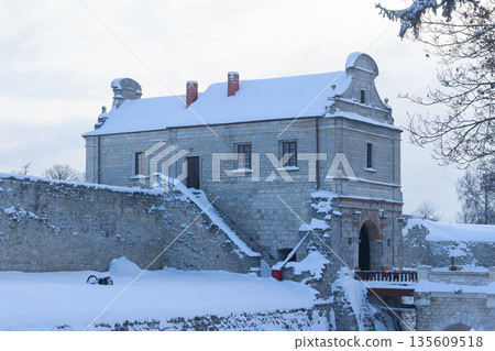 Winter View of Zbarazh Castle, 17th Century Renaissance Architecture, Ukraine Winter View of Zbarazh Castle, 17th Century Renaissance Architecture, Ukraine 135609518