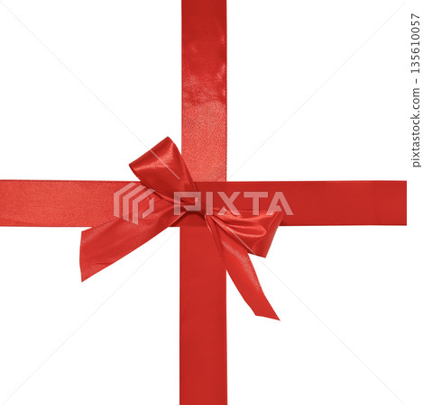 Red ribbon with bow isolated on white background Red ribbon with bow isolated on white background 135610057