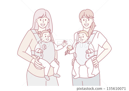 Modern mothers carrying equipment concept. Modern mothers carrying equipment concept. 135610071