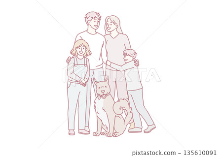 Happy family and pets concept. Happy family and pets concept. 135610091