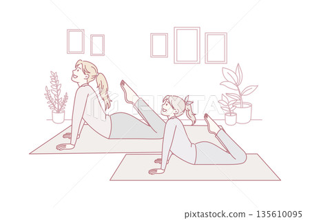Family healthy lifestyle and yoga concept. Family healthy lifestyle and yoga concept. 135610095