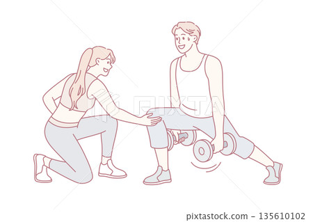 Sports training with coach concept. 135610102