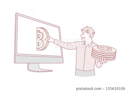 Bitcoin and cryptocurrency profit concept. 135610109