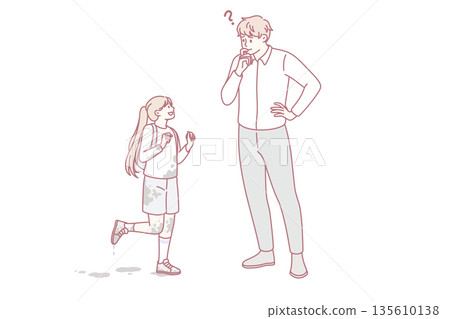 Dirty daughter and frustrated father concept Dirty daughter and frustrated father concept 135610138