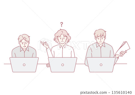 Doing tests and passing exams on laptops concept. Doing tests and passing exams on laptops concept. 135610140