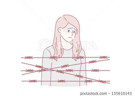 Captivity slavery and depression concept. Captivity slavery and depression concept. 135610143