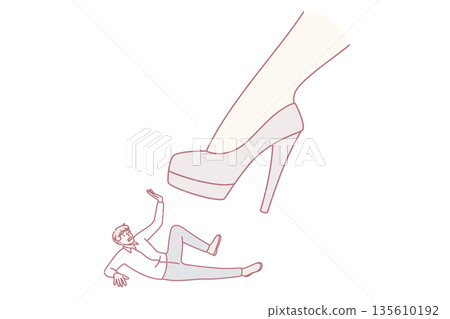 Strength of woman manipulating concept. 135610192