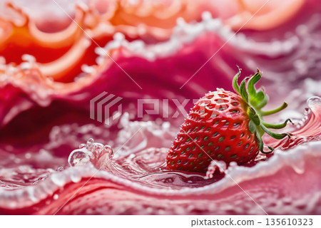 A fantastic fruit splash with bursting strawberries 135610323