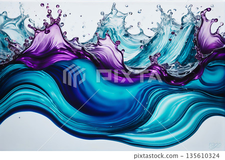 流動的色彩能量：波浪狀的抽象液體藝術 135610324