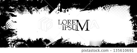 Monochrome background with paint strokes. Hand drawn. Not AI, vector illustration. Monochrome background with paint strokes. Hand drawn. Not AI, vector illustration. 135610691