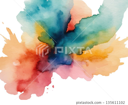 hand drawn abstract blurred colorful watercolor stain on transparent background hand drawn abstract blurred colorful watercolor stain on transparent background 135611102