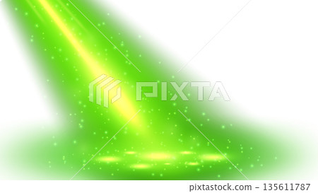 Green Magic Spotlight with Particles Isolated on White Background, Vector Illustration Green Magic Spotlight with Particles Isolated on White Background, Vector Illustration 135611787
