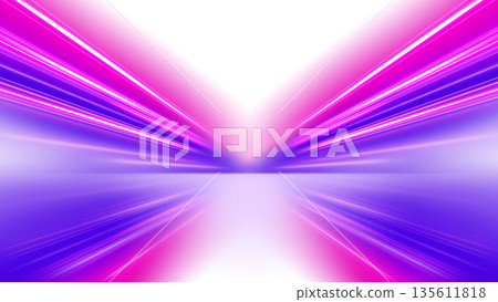 Colorful Light Trails, Perspective Long Time Exposure Isolated on White Background, Vector Illustration 135611818