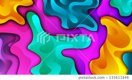 Abstract Color Gradient Background. Geometric Background with Liquid Shapes, Vector Illustration Abstract Color Gradient Background. Geometric Background with Liquid Shapes, Vector Illustration 135611846