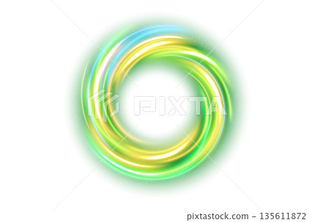 Green Ring Light Effect Isolated on White Background, Vector Illustration 135611872