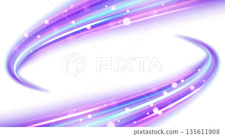 Twin Wavy Line of Light Isolated on White Background, Vector Illustration 135611908