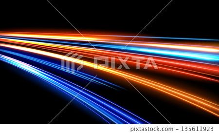 Colorful Light Trails, Long Time Exposure Motion Blur Effect, Vector Illustration Colorful Light Trails, Long Time Exposure Motion Blur Effect, Vector Illustration 135611923