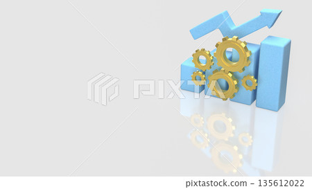 Business Performance Optimization Concept with Gears and Growth Chart 3d render. 135612022