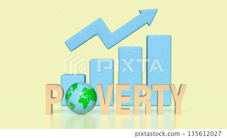 Global Poverty Reduction Concept with Economic Growth and Development Chart 3d render. Global Poverty Reduction Concept with Economic Growth and Development Chart 3d render. 135612027