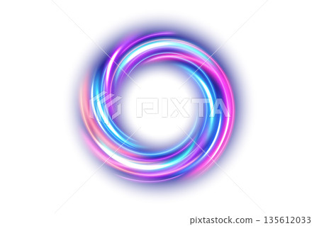 Abstract Ring Light Effect Isolated on White Background, Vector Illustration 135612033